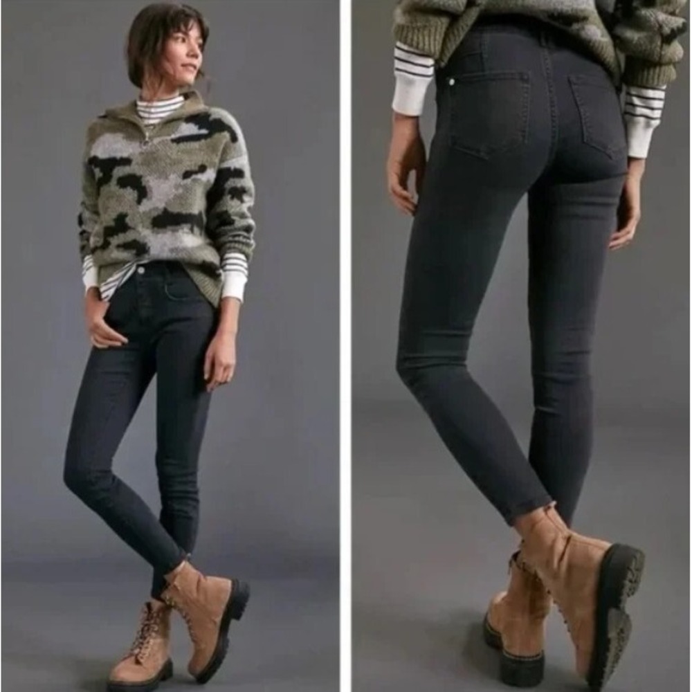 Pilcro And The Letterpress By Anthropologie High-Rise Skinny Black Punk Jeans 28